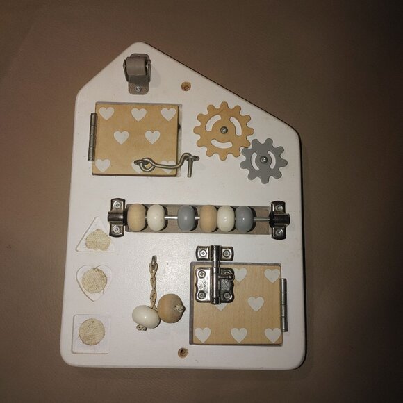 Wooden Montessori Busy Board With Bead Slider & Gears For Toddlers - Picture 2 of 11